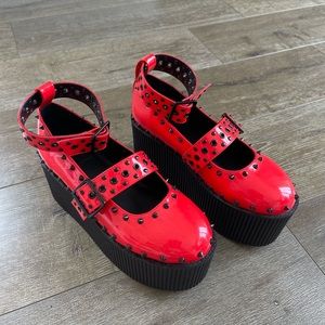NEVER WORN red platform spiked shoes